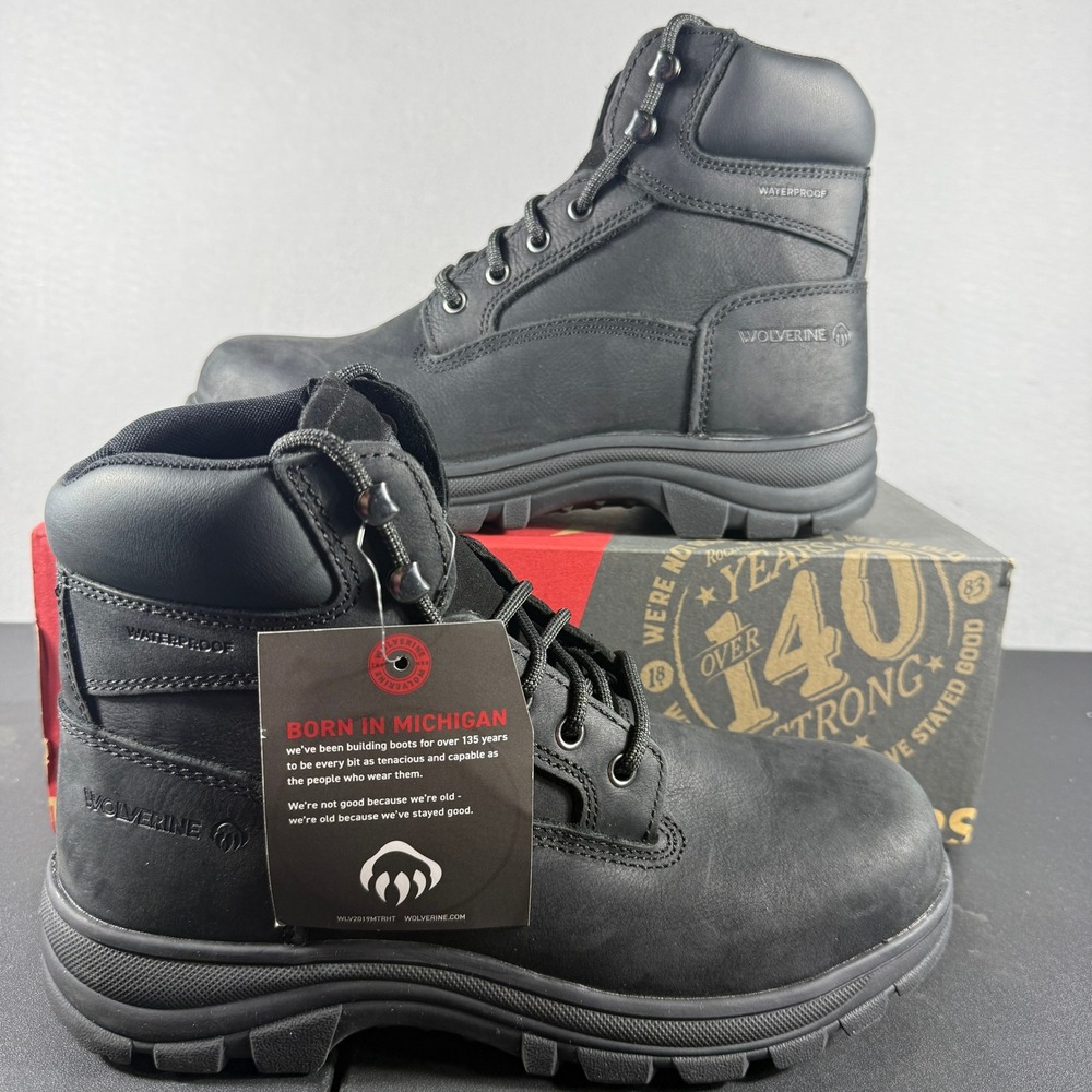 Wolverine Carlsbad 6" Steel Toe Waterproof Work Boots Black W231124 Mens 9